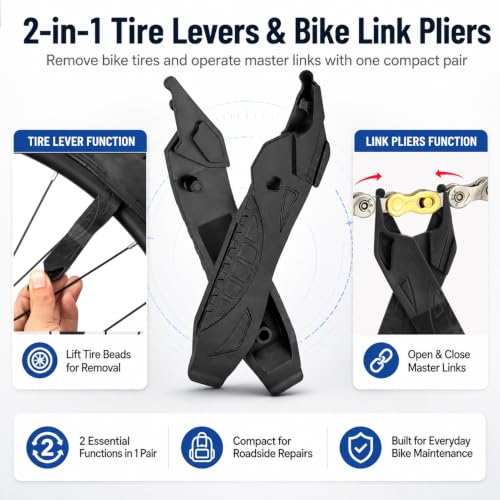 2-in-1 Bike Tire Levers and Master Link Pliers for Roadside Repairs
