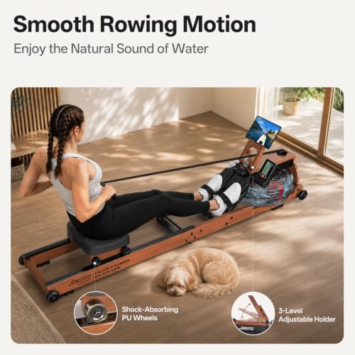 Foldable Water Rowing Machine for Home - Brown, 400LBS Capacity