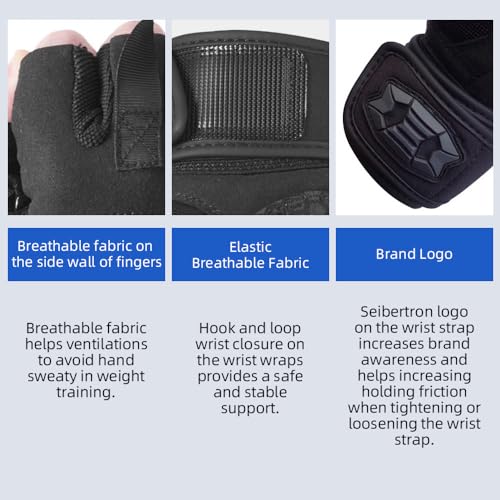 Tactical Gloves with Touchscreen - Black, Large - Full/Half Finger