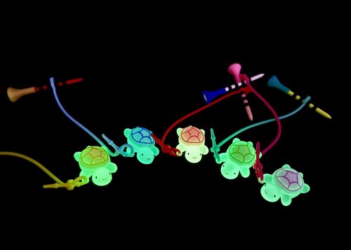 LUCIDDREAM Glow in Dark Turtle Golf Tees Hanger 5 Pcs Silicone- 3-1/4" Adjustable Height Tee - Tee Loss Prevention- Excellent Golf Accessory Gift- Golf Tees Holder- Durability and Stability Gift
