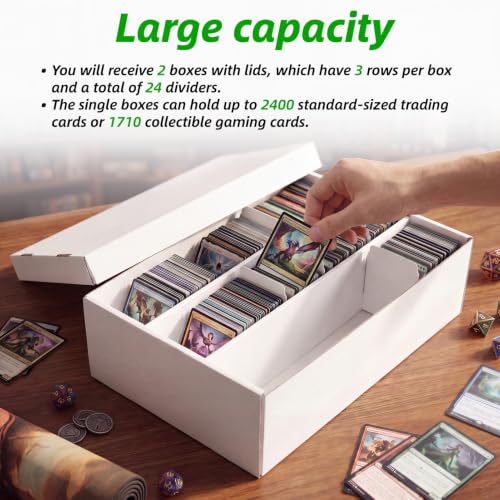 Calenzana 2400-Count 3-Row Card Storage Boxes, 2 Pack with 24 Dividers MTG/TCG Organizer (3-Row, 2 Pack)