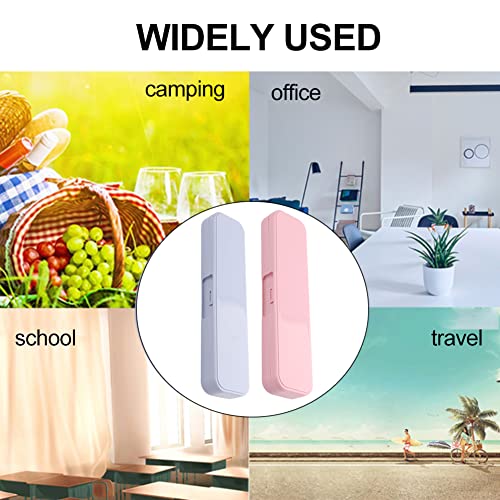 Portable Cutlery Case - Reusable Travel Utensil Storage, Blue & Pink, 20x5x2.8cm