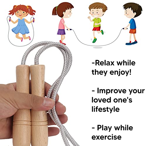 Adjustable Cotton Jump Rope for Kids - 8.5ft with Wooden Handle