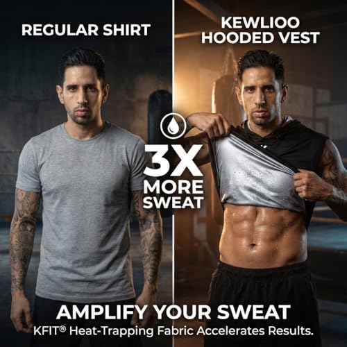 Sauna Shirt for Men - Heat Trapping Hoodie Sweat Vest - Black, X-Large