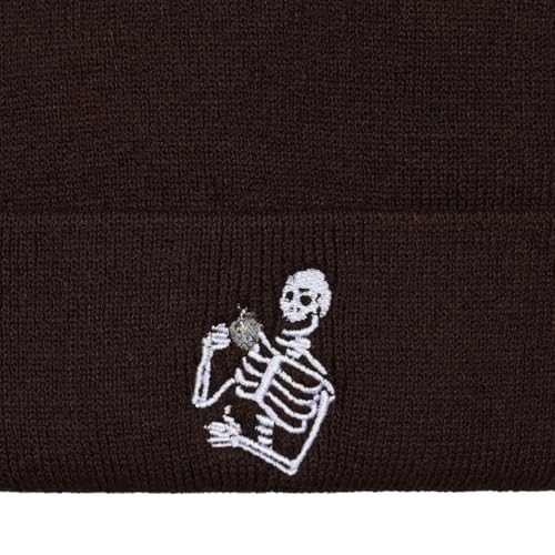 Embroidered Skeleton Beanie Hat - Winter Knit Skull Cap - St-Coffee