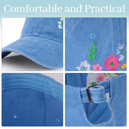 HOVEOX Womens Baseball Cap Embroidered Hat for Woman Floral