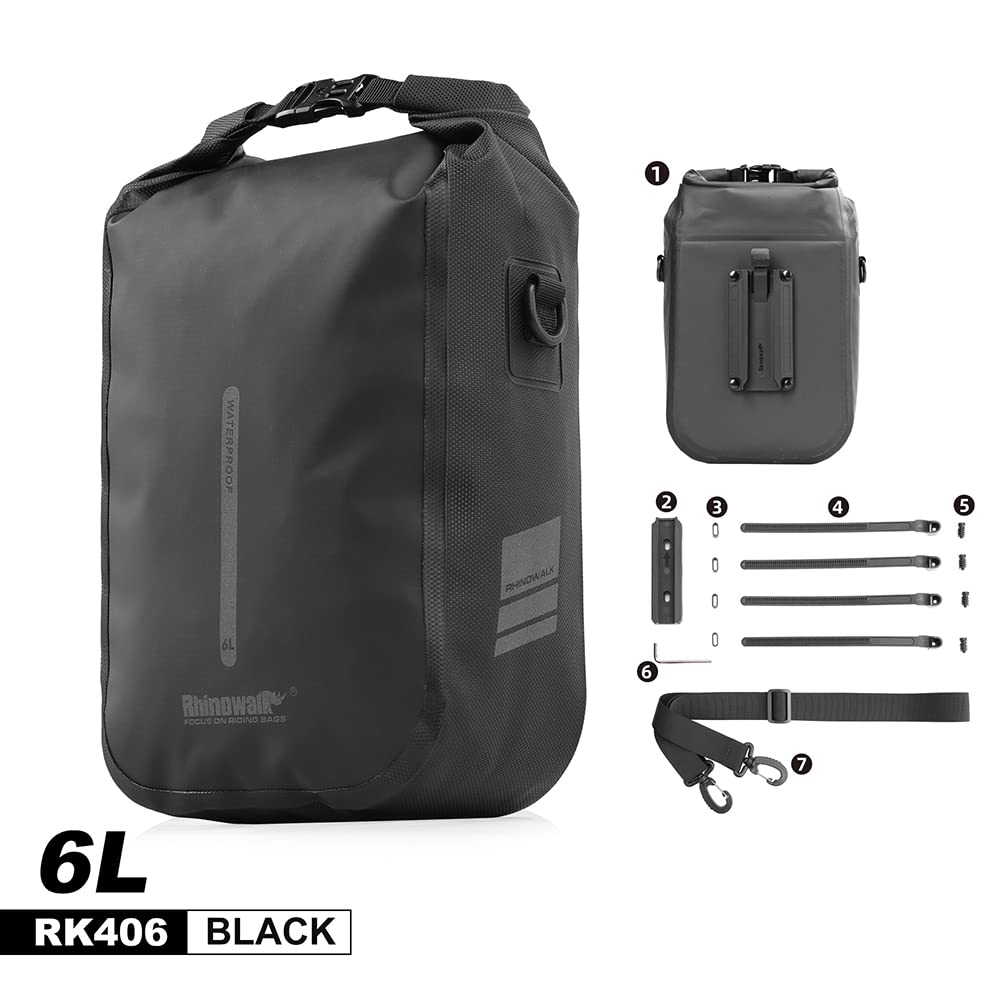 Rhinowalk Bike Front Fork Bag Waterproof Bike Pannier Bag Saddle Bag Shoulder Bag 6L for E-Scooter Mountain Bike Accessories