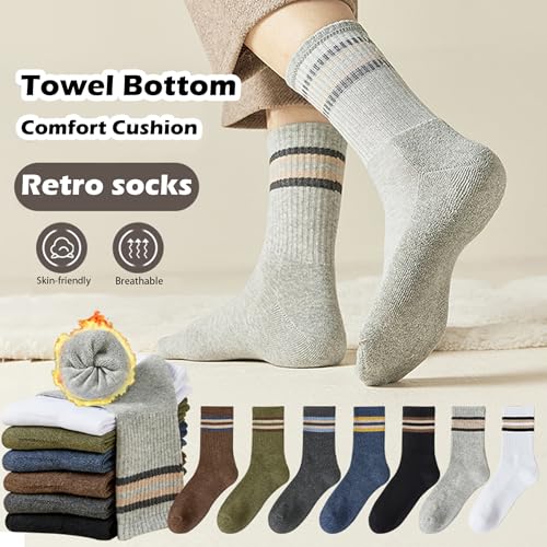 Retro Striped Cotton Socks - Soft & Breathable, Size 5-10, Style13-3pairs