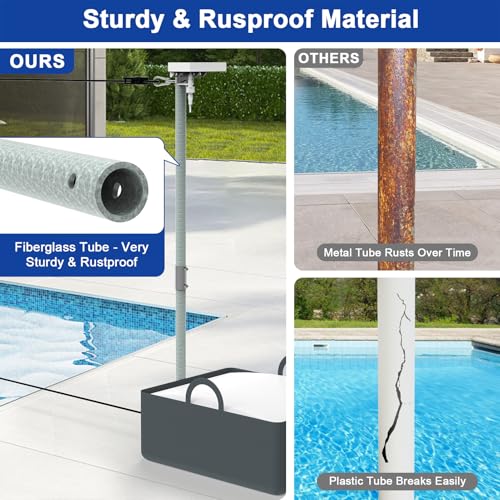 Solar-Powered Pool Volleyball Net Set with LED Lights - Adjustable 15-32FT