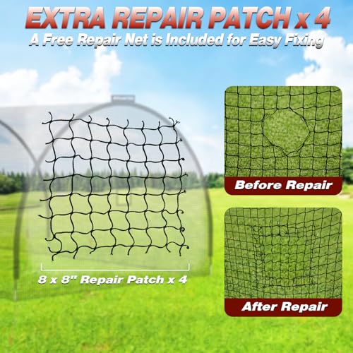 22ft Backyard Batting Cage - Heavy-Duty Anti-Tear Netting