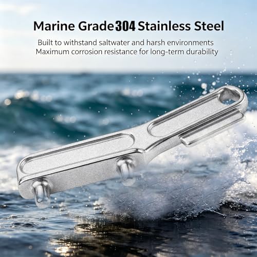 Universal Boat Gas Cap Key - 304 Stainless Steel Deck Fill Tool - Silver