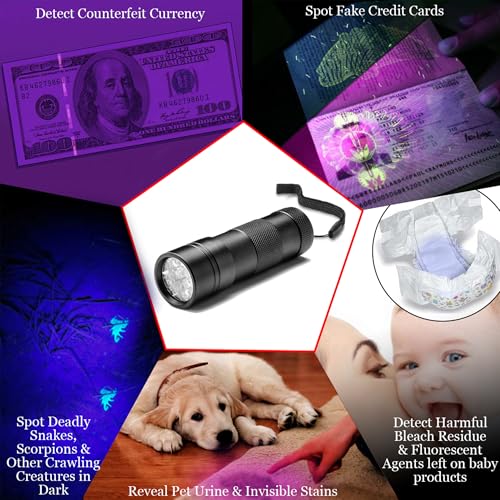 UV Flashlight Pet Stain Detector - Mini Handheld Black Light