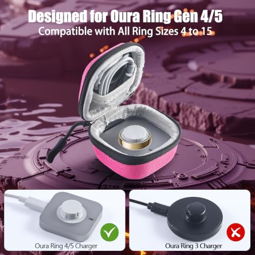 Babeezy Pink Travel Case for Oura Ring Gen 4/5 with Charging Slot | Protective Carrying Pouch