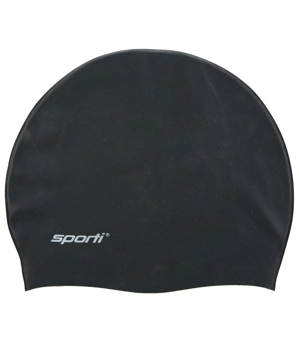 Sporti Silicone Swim Cap (Black)