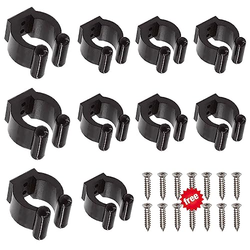 Pool Cue Holder Clips - 10 Pack Durable Fishing Rod Holders - Black