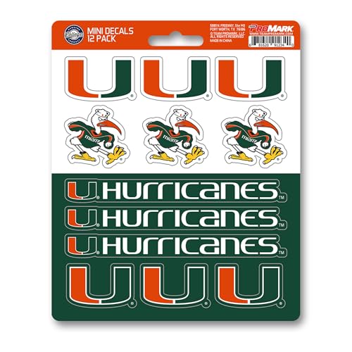 Miami Hurricanes Mini Decal Set - 12 Pack of Team Color Stickers