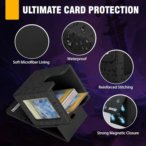 MTG Commander Deck Box with Display Window - 100+ Double-Sleeved Card Capacity, PU Leather, Magnetic Closure