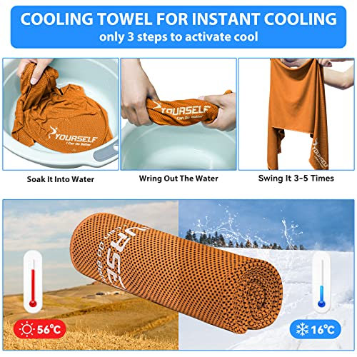 Cooling Towel for Neck - Instant Cooling Relief, 40"x12", Orange