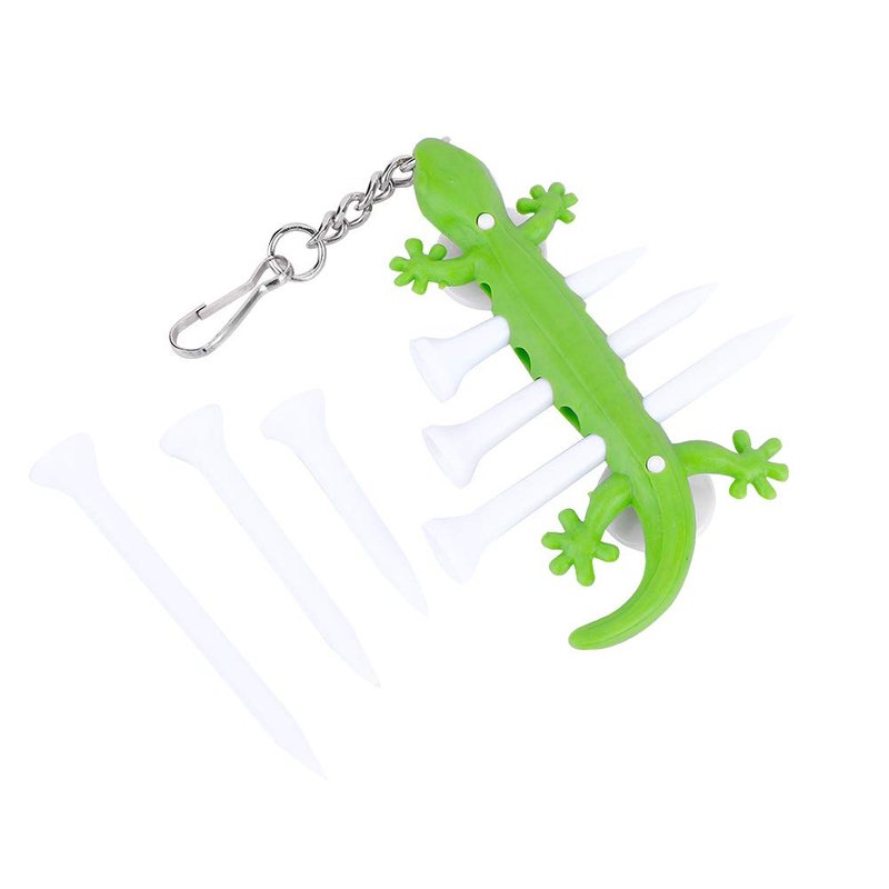 VBESTLIFE Tees Holder Tee Holder Tees Carrier, TPE Plastic PortableTees Carrier Tees Holder Carrier Tee Holder with Tee Ball Maker Golfer Accessory Tees (Green Gecko)