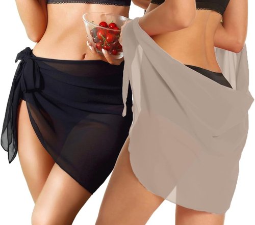 CHICGAL Women’s Beach Sarong Wrap Skirt - Sheer Swimsuit Cover-Up for Bathing Suits | 2 Pieces
