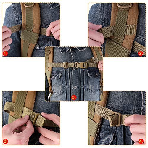 MAGARROW Tan Adjustable Backpack Chest Strap with Buckle - Hands-Free Secure Fit