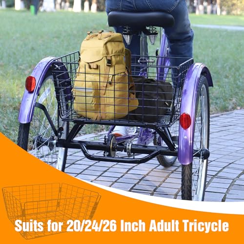 WEEROCK Folding Large Capacity Steel Tricycle Rear Basket for 20-26 Inch Bikes, Black