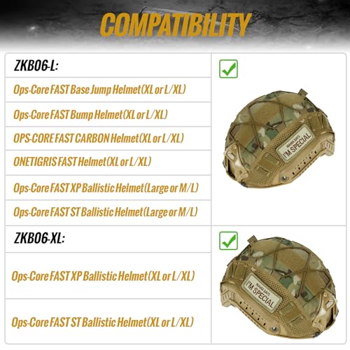 Tactical Helmet Cover - Lightweight Cloth for Fast & Bump Helmets - Large ComoColor
