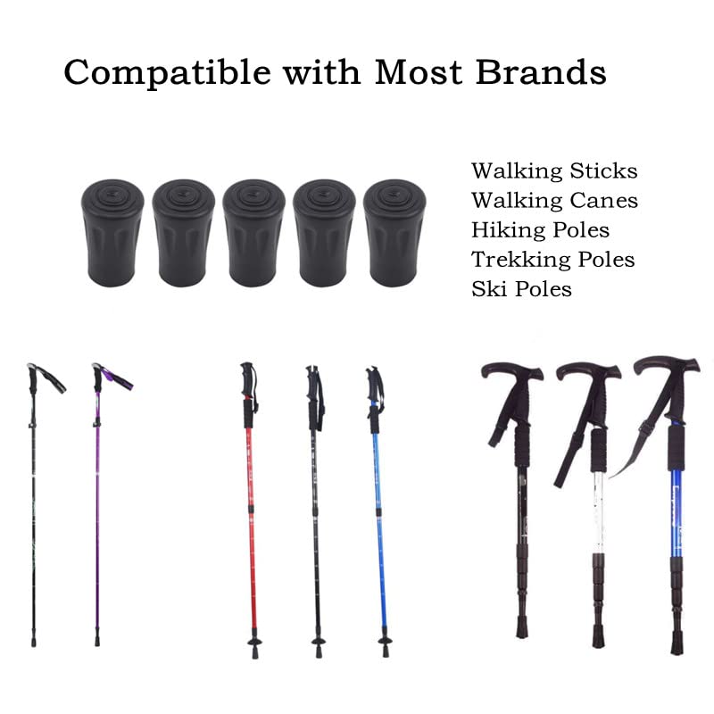 6pcs Rubber Tips for Walking Sticks - Shock Absorption, 11mm