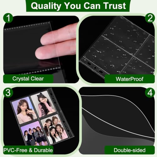 A5 6 Ring 4 Pocket Page Protectors - 40 Pack Photocard Sleeves