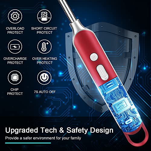 Electric Rechargeable Arc Lighter with LED Display - Red