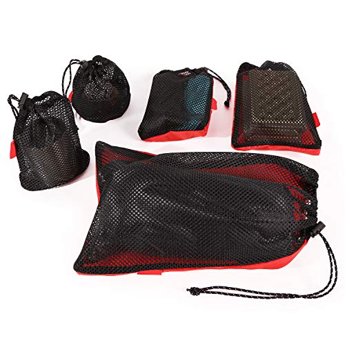 Redcamp 5-Piece Small Ditty Bags Set, Black – Ultralight Nylon Mesh & Fabric Pouches