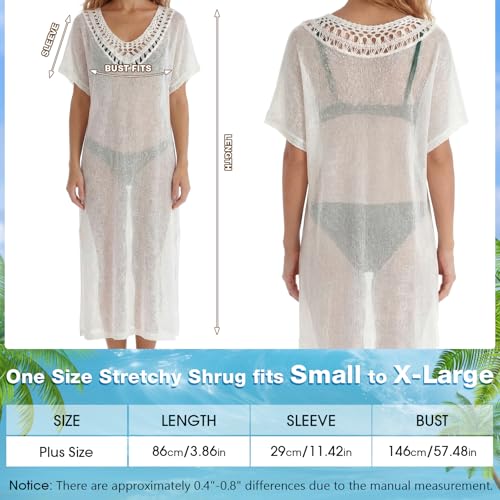 Women's Lightweight Sheer Poncho Cover-Up Swimsuit - Beige
