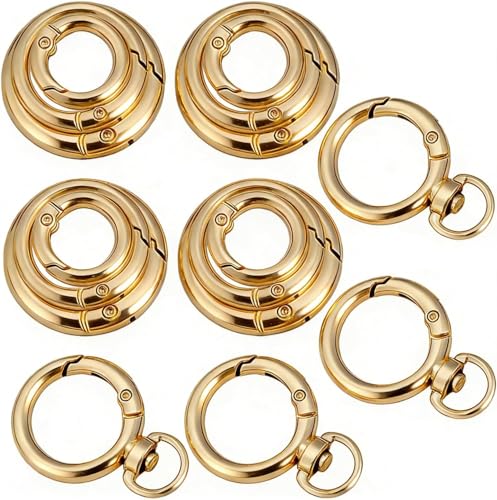 16PCS Keyring Alternative Metal Spring O Ring Set, Mixed Sizes Round