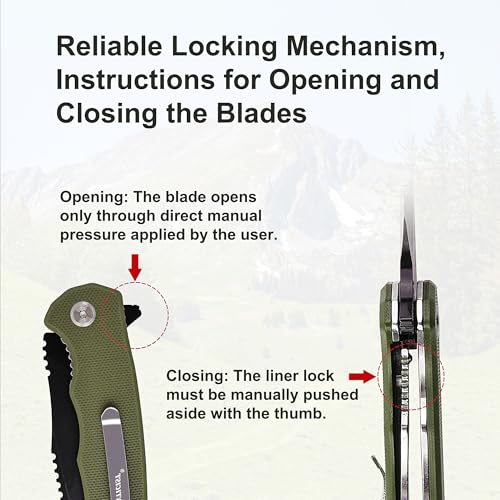 ROMANTICIST Folding Pocket Knife - 3.15" D2 Steel Blade, G10 Handle, Outdoor & EDC Knife