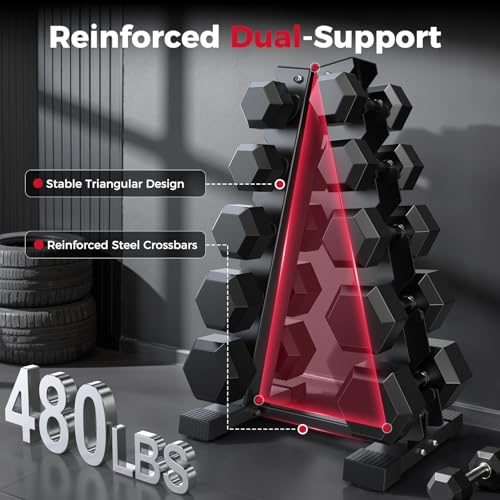 Compact A-Frame Dumbbell Rack - 5 Tier, 480LB Capacity