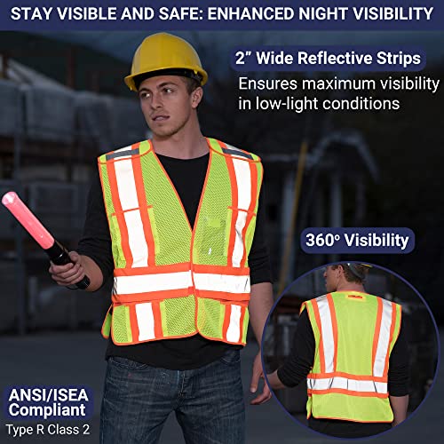 Dasher Products High Visibility Safety Vest, ANSI Class 2 Breakaway Vest with 5 Pockets, Hi Vis 3 Pack