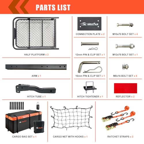 Hitch Mount Cargo Carrier Rack with Waterproof Bag & Accessories