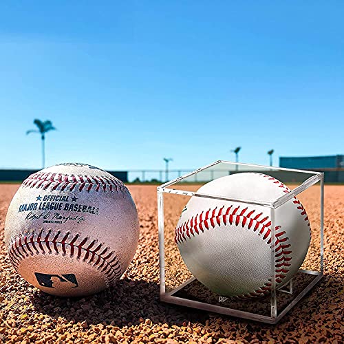 Baseball Display Case - Clear Acrylic Cube Holder, 1-Pack