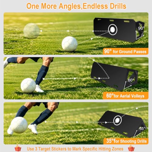 Ugnxery Soccer Rebounder Board - 3-Angle Portable Passing Wall with Ground Stakes