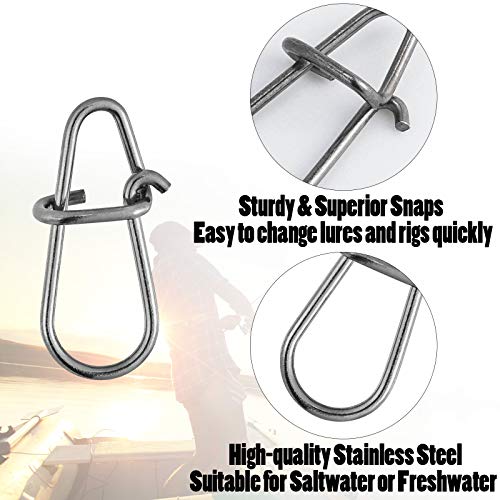 50 Pack Stainless Steel Crankbait Snaps - Quick Change Fishing Clips