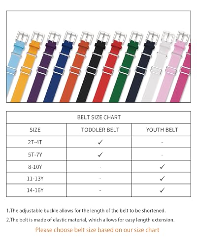 QBK Toddler Youth Baseball Softball Belt Black Adjustable 1 Pack for Boys Girls