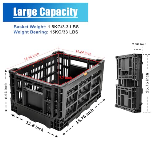 Folding Bicycle Cargo Basket - Collapsible Rear Bike Storage