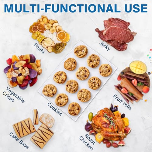 SUCISENI 6 Pack Silicone Dehydrator Trays 10.6 x 7.5 Inches with Edge for Food Drying