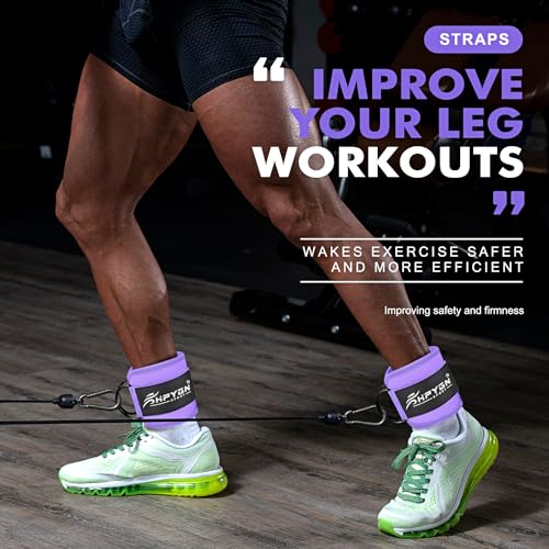 Padded Ankle Strap for Cable Machine - Purple Pair