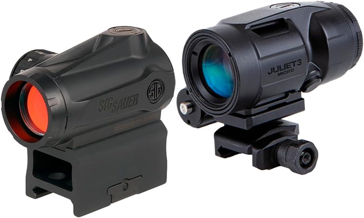 SIG SAUER Romeo-MSR Gen II 1x20mm Red Dot Sight & JULIET3-Micro 3x22mm Magnifier Kit - Waterproof Shooting Optics