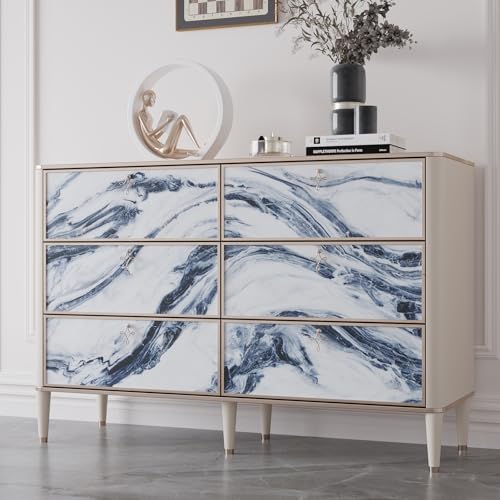 VaryPaper 15.7''x78.7'' Navy Blue and White Marble Wallpaper Peel and Stick Countertops Waterproof Marble Contact Paper for Table Desk Counter Top Vinyl Wrap Removable Granite Wall Paper for Kitchen