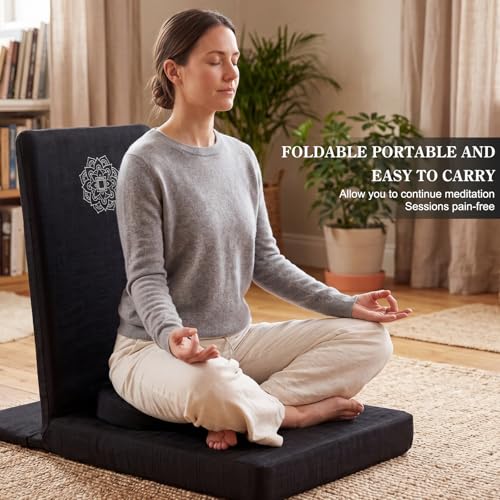 Adjustable Folding Meditation Chair with Buckwheat Cushion