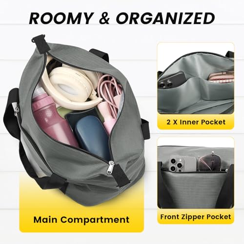 14-Inch Grey Gym Duffle Bag for Travel - Small Size