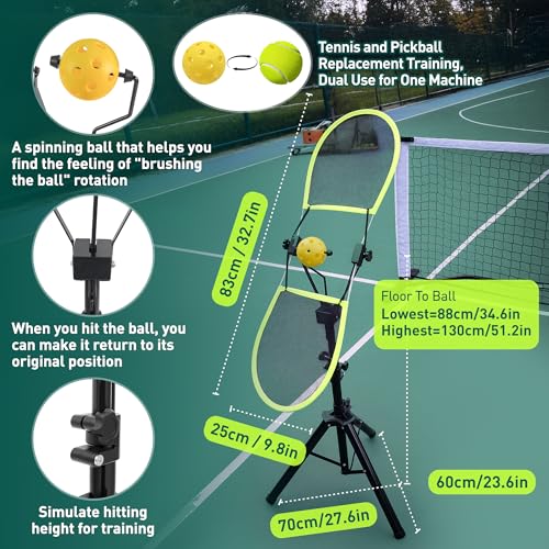 WAOPSO Pickleball Topspin Trainer,Solo Pickleball Practice Equipment,Portable Pickleball Training aids- Master Topspin&Backspin Techniques,Multi-Setting Trainer for Courts,Homes&Beyond