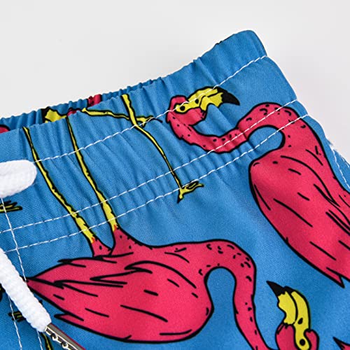 Boys Swim Trunks Quick Dry Beach Shorts - Flamingo Dark Blue